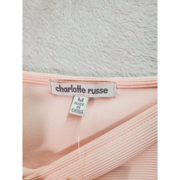 Charlotte Russe Mini Dress Womens Medium Pink Polyester Long Sleeve Square Neck - Picture 9 of 9